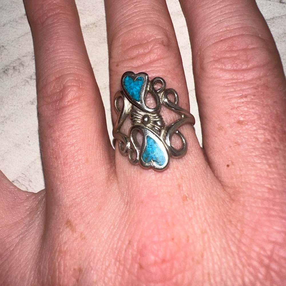 Silver and turquoise ring